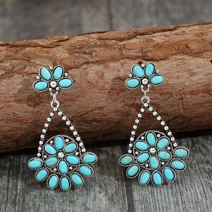 Artificial Turquoise Teardrop Earrings 