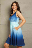 Double Take Scoop Neck Buttoned Sleeveless Magic Dress with Pockets 