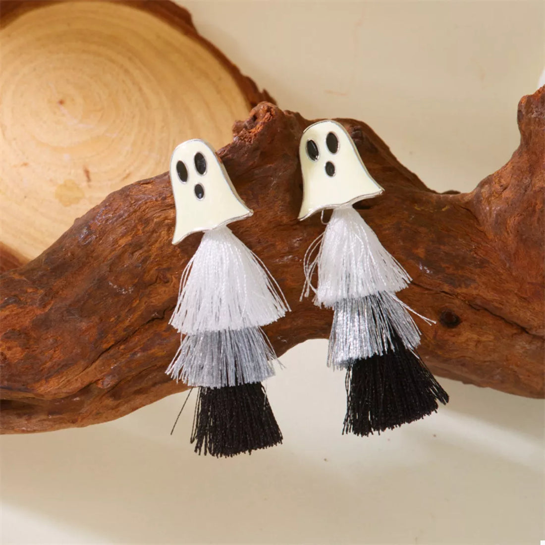 Halloween Ghost and Pumpkin Dangle Earrings 