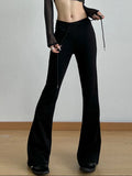 High Waist Flare Drawstring Casual Pants 