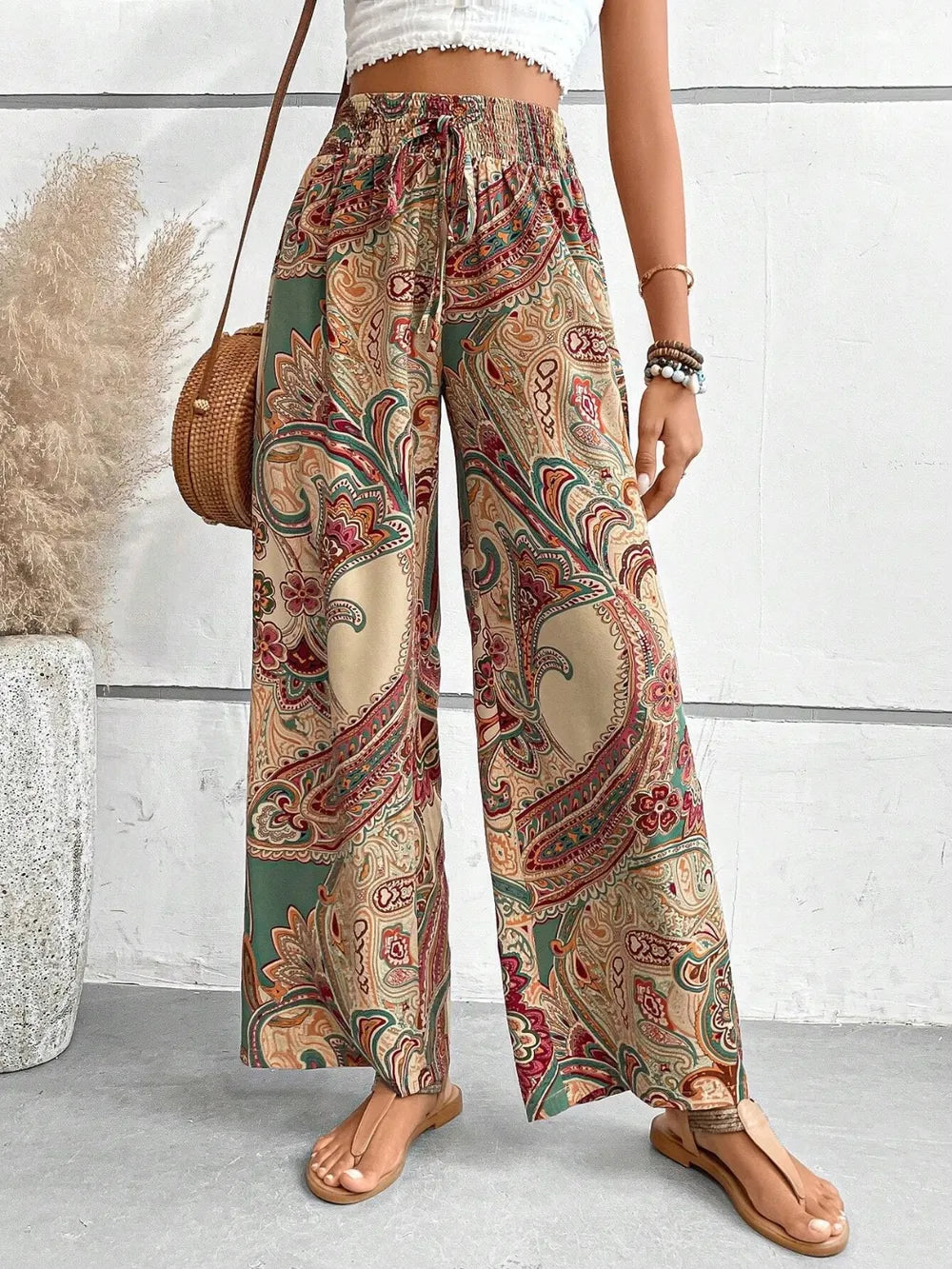 Printed Wide Leg Pants 