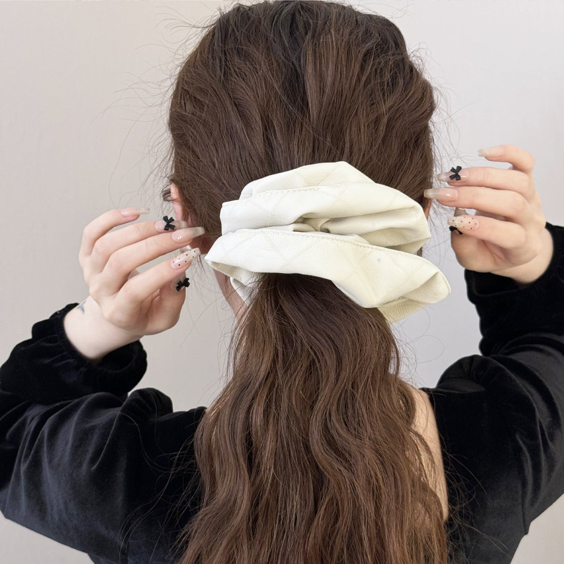 3-Piece PU Leather Elastic Hair Scrunchy 