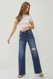 RISEN Full Size High Rise Distressed Wide Leg Jeans 