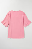 Plus Size V-Neck Half Sleeve Blouse 