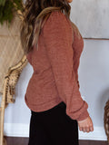 Plus Size Square Neck Long Sleeve T-Shirt 