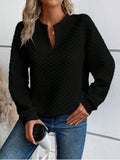 Notched Long Sleeve Sweatshirt 
