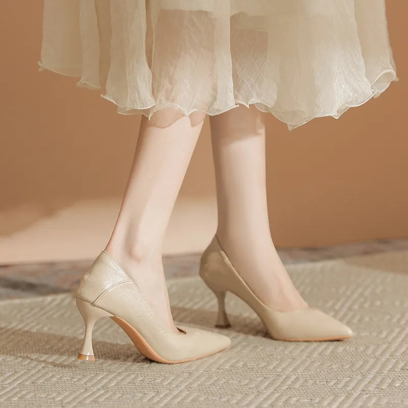 Point Toe Flare Heels Pumps 