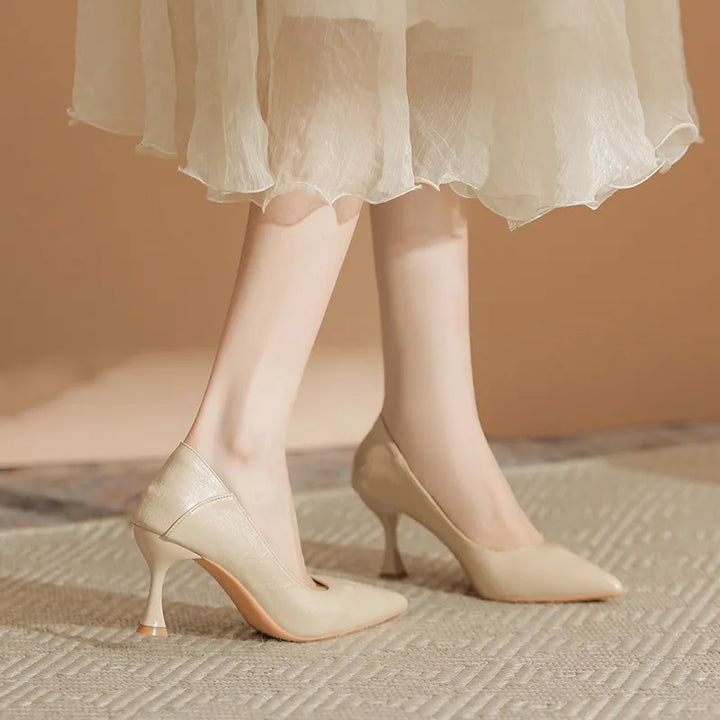 Point Toe Flare Heels Pumps 