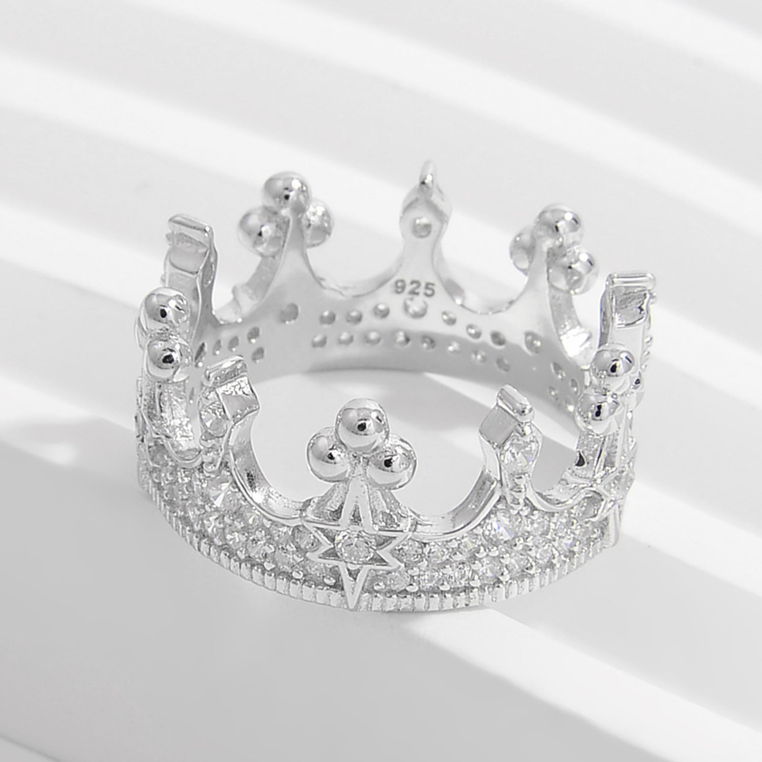 Crown Shape Zircon 925 Sterling Silver Ring 