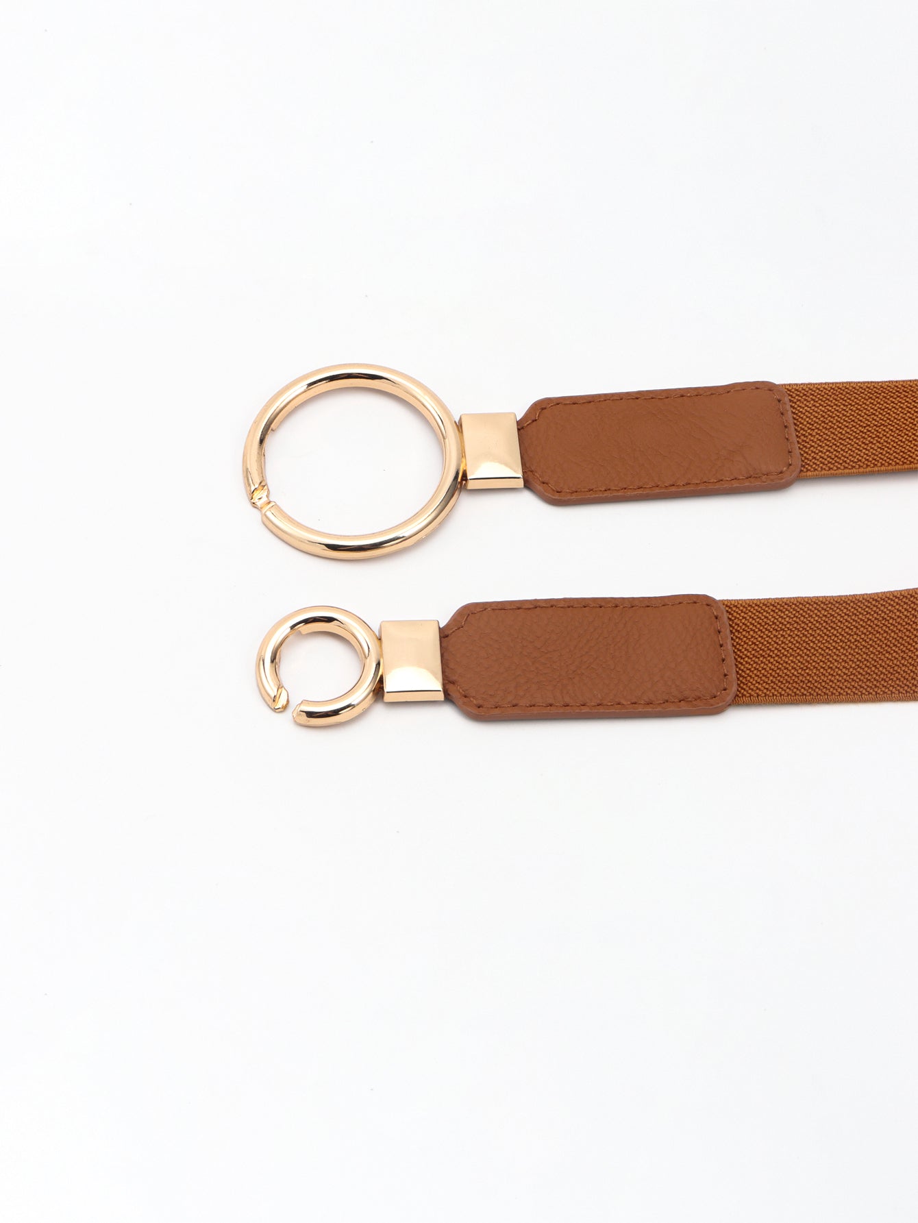 Double Ring Buckle Elastic PU Belt 