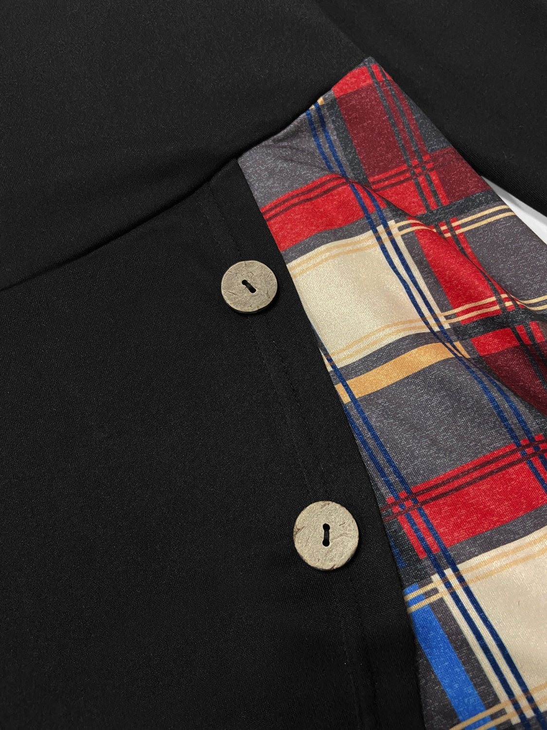 Plus Size Plaid Buttoned Long Sleeve Hooded Dress 