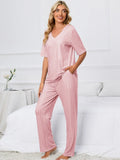 Printed V-Neck Top and Pants Lounge Set Lingerie & Nightwear