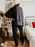 Leopard Round Neck Sweatshirt and Pants Lounge Set Lingerie & Nightwear