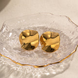 Geometric Pleated 18K Gold-Plated Stud Earrings 