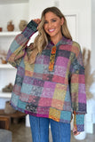 Double Take Full Size Plaid Dropped Shoulder Fleece Hoodie 