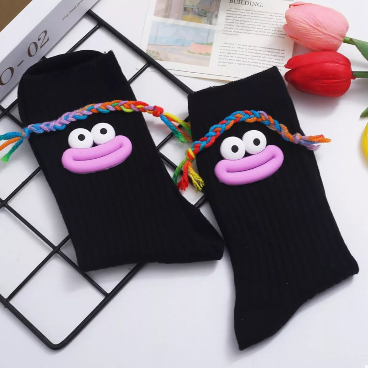 Cartoon Ribbed Knit Crew Socks Lingerie & Nightwear