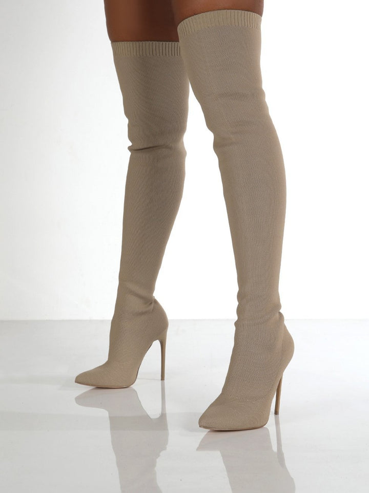 Point Toe Over Knee Stiletto Boots 