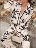 Printed Long Sleeve Shirt and Pants Set Two Piece Dresses