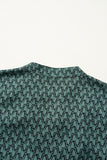 Khaki Geometric Print Notched Neck Puff Sleeve Blouse Tops/Blouses & Shirts