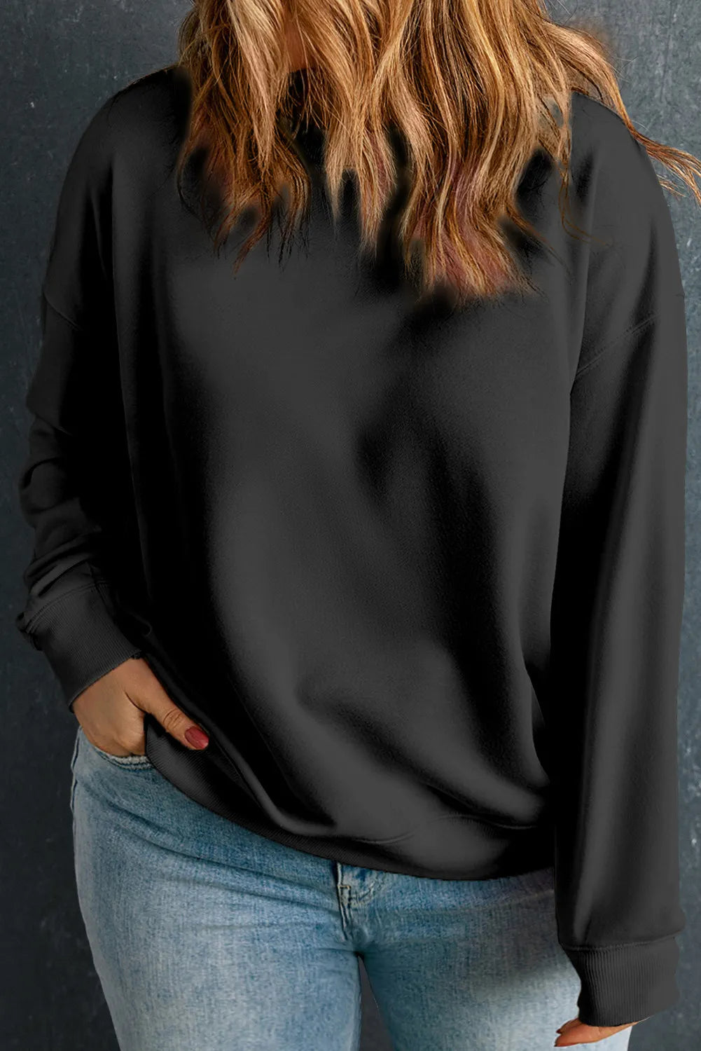 Plus Size Round Neck Long Sleeve Sweatshirt 