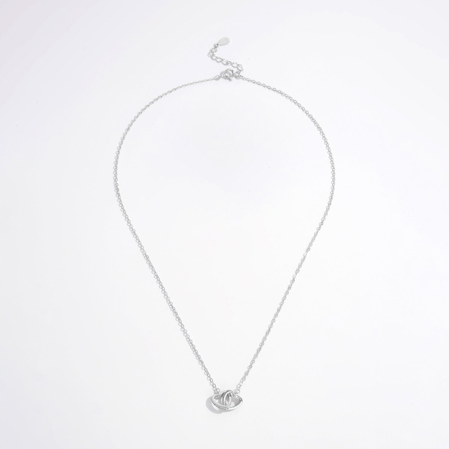 925 Sterling Silver Inlaid Zircon Heart Necklace 