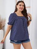 Honey Plus Size Polka Dot Square Neck Blouse 