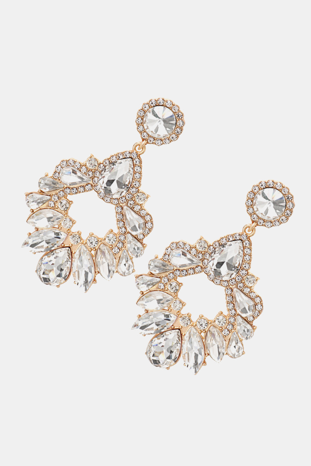 Zinc Alloy Frame Glass Stone Dangle Earrings 