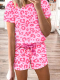 Leopard Round Neck Top and Shorts Lounge Set Lingerie & Nightwear