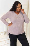 Double Take Drawstring Ribbed Long Sleeve T-Shirt 