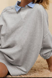Side Slit Round Neck Long Sleeve Sweatshirt 