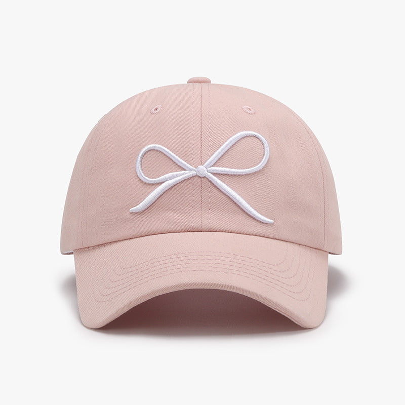 Bow Embroidered Cotton Baseball Cap 
