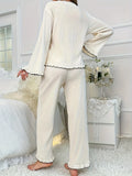 Contrast Trim Bow Tie Shirt and Pants Lounge Set Lingerie & Nightwear