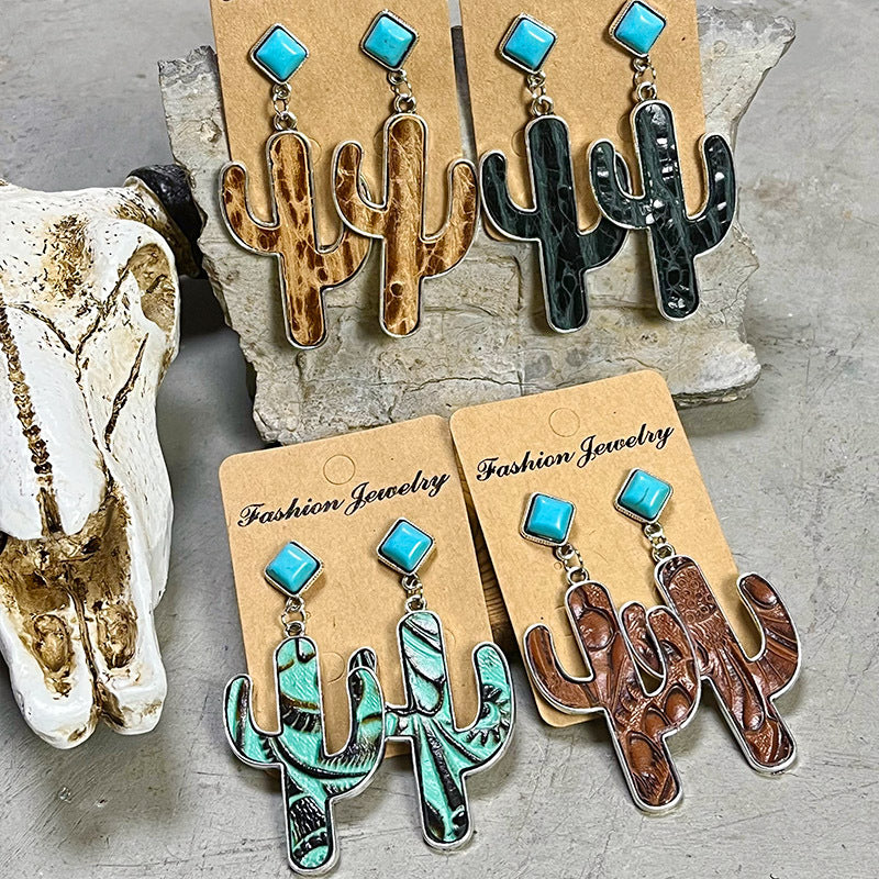 Turquoise Cactus Earrings 