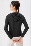 Drawstring Zip Up Hooded Active Outerwear 