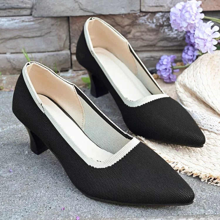 Point Toe Block Heels Pumps 