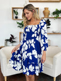 Double Take Full Size Floral Ruffle Hem Smocked Dress with Pockets 