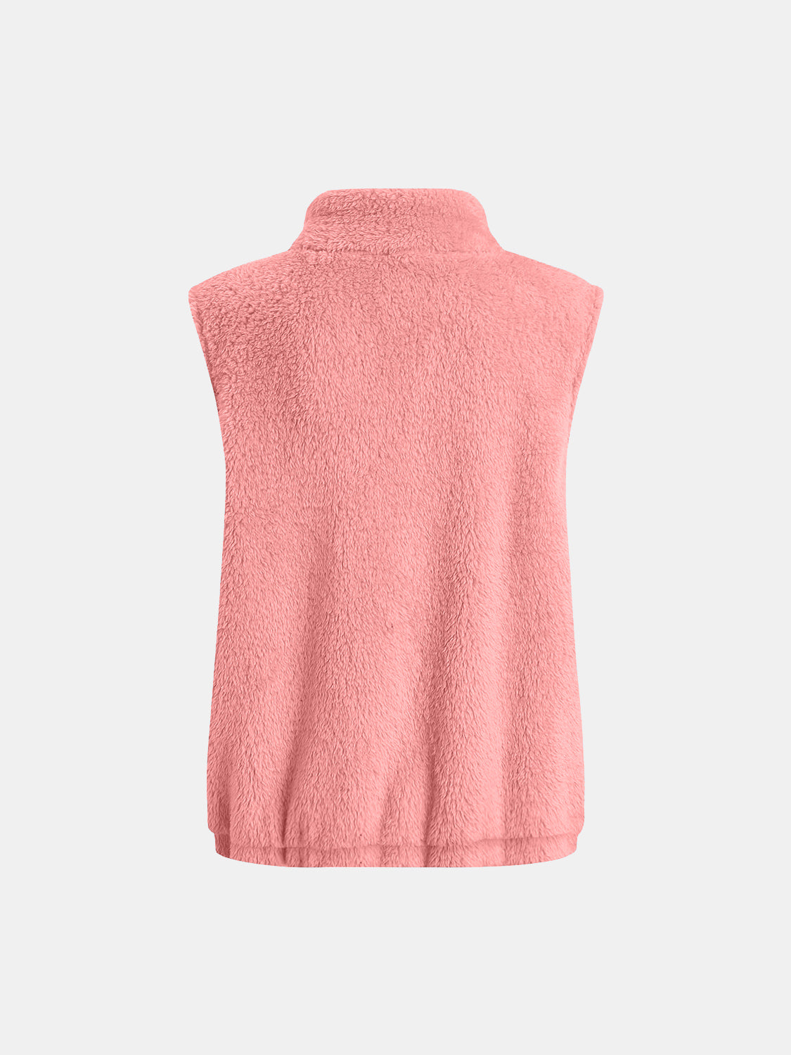 Full Size Fuzzy Zip Up Vest Coat with Pockets 