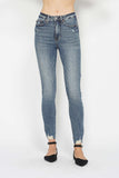 Judy Blue Full Size Tummy Control Vintage Wash Hem Destroy Skinny Jeans 