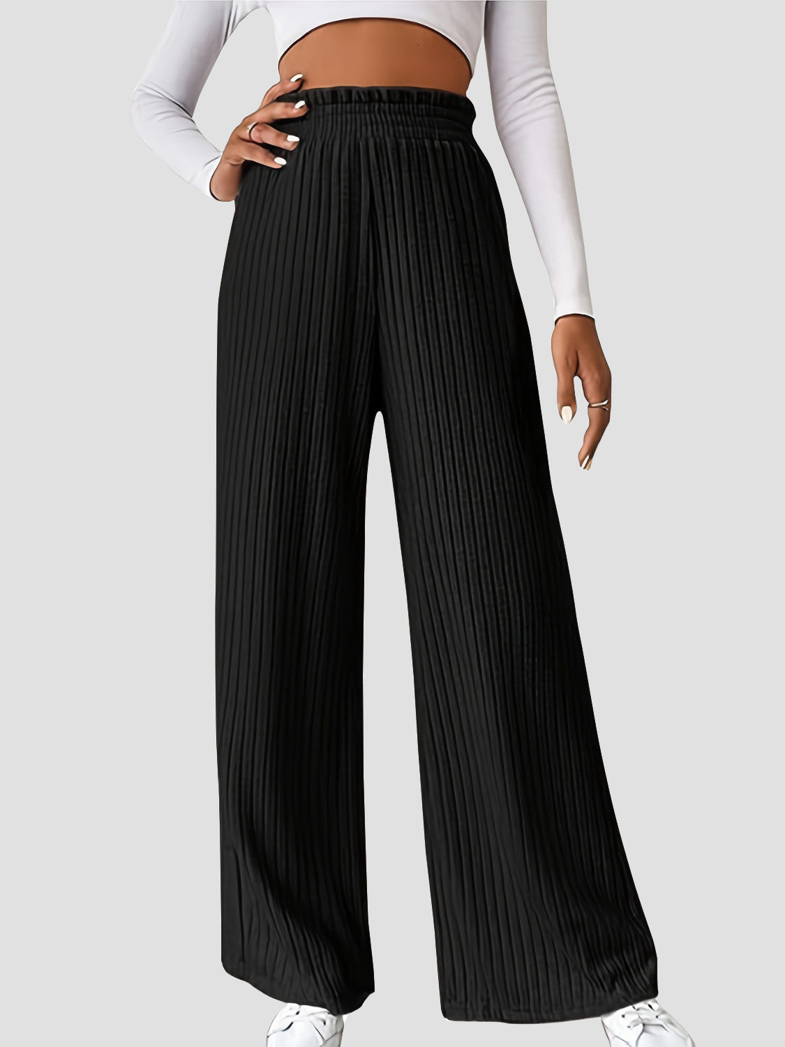 Ribbed High Waist Pants Flares