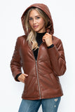 How Dare U Pocketed Zip Up Puffer Jacket with Removable Hood 