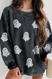 Glitter Ghost Round Neck Long Sleeve Sweatshirt 