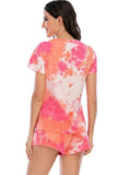 Tie-Dye Round Neck Short Sleeve Top and Shorts Lounge Set Lingerie & Nightwear