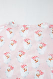 Santa Print Long Sleeve Top and Pants Lounge Set 