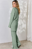 Basic Bae Full Size Ribbed High-Low Top and Wide Leg Pants Set 