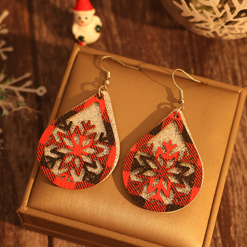 PU Leather Teardrop Shape Earrings 