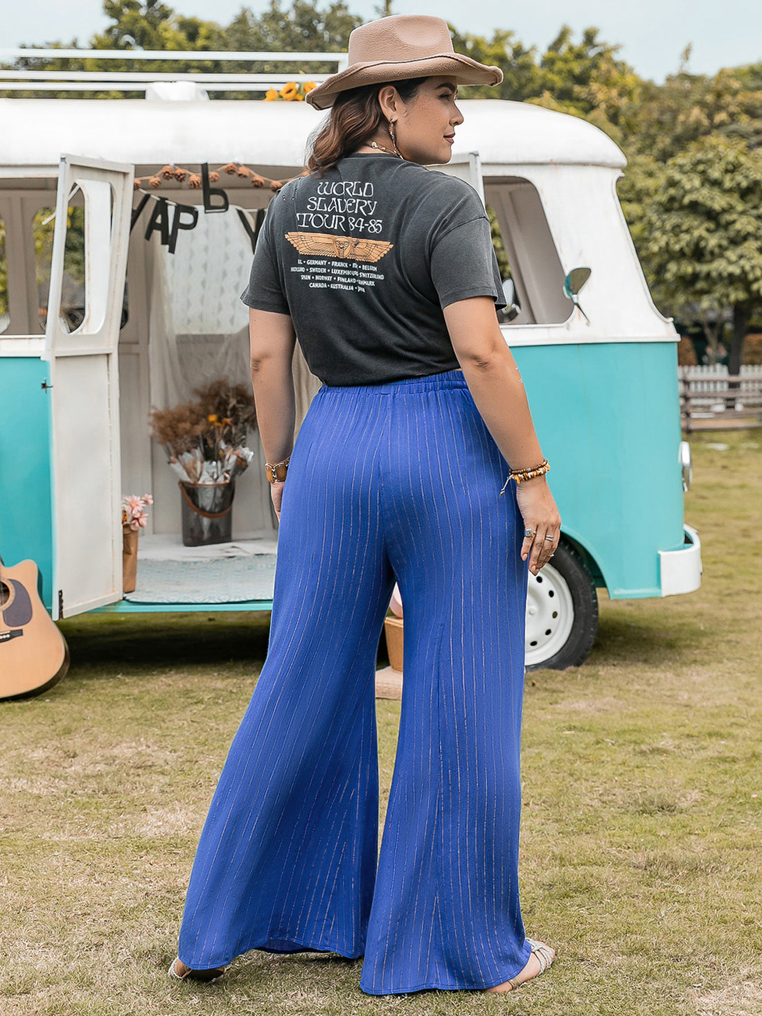 Plus Size Striped Wide-Leg Pants 