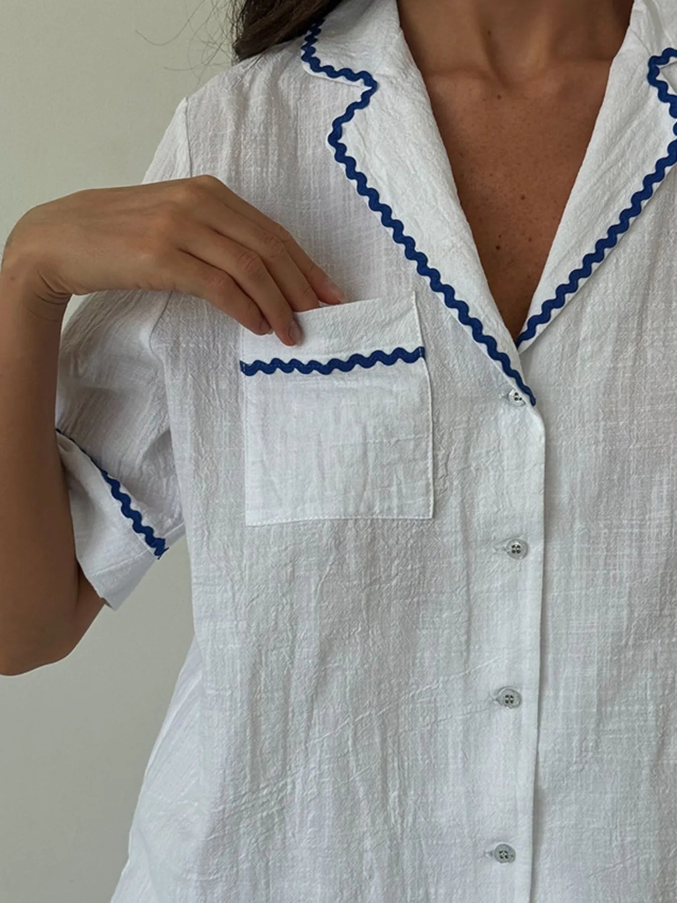 Button Up Half Sleeve Top and Shorts Lounge Set Lingerie & Nightwear