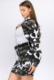 American Bazi Camouflage Cropped Jacket with Chains 