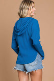 Culture Code Full Size Ribbed Zip Up Drawstring Hooded Jacket 