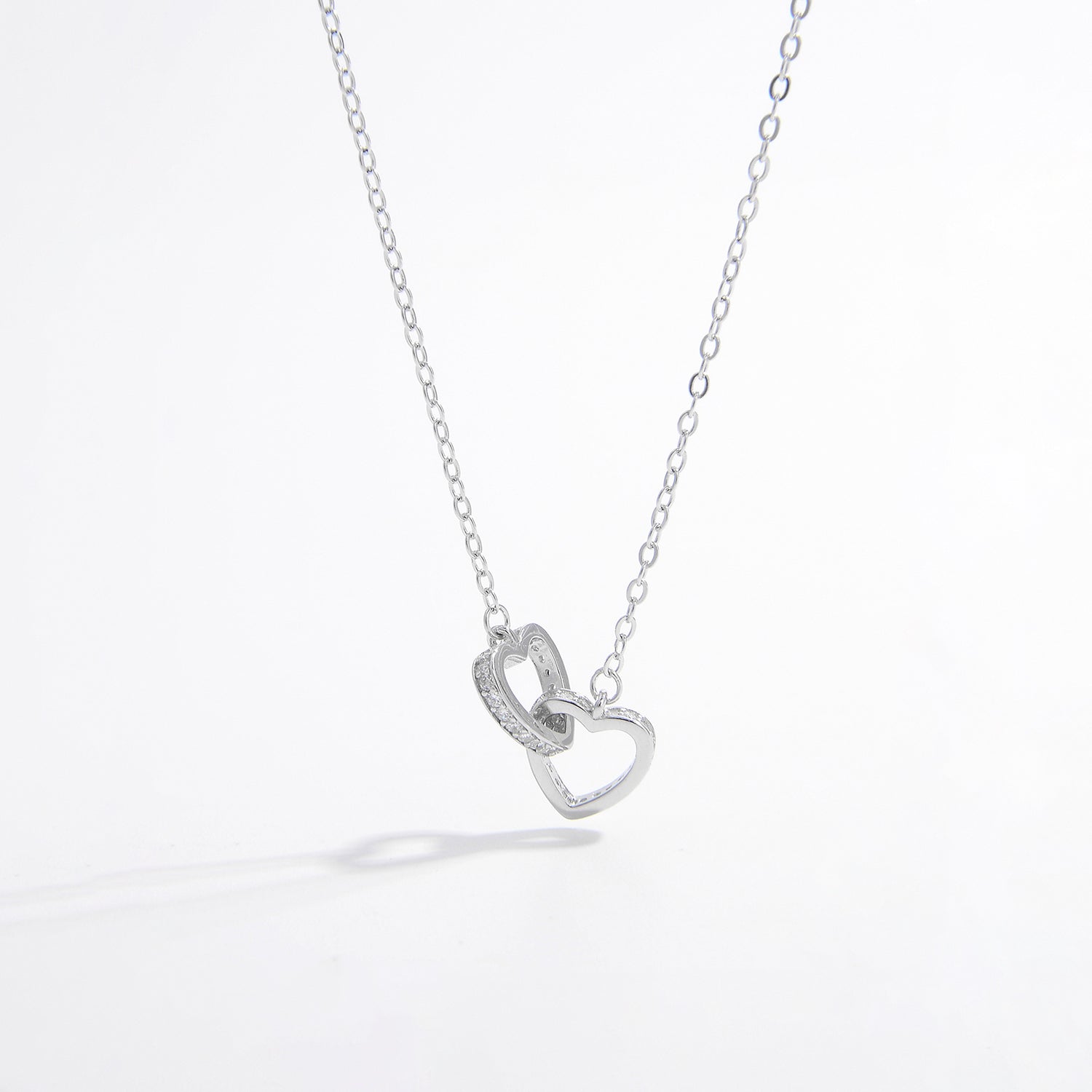 925 Sterling Silver Inlaid Zircon Heart Necklace 
